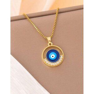 Beautiful Gold Blue Stainless Steel Necklace